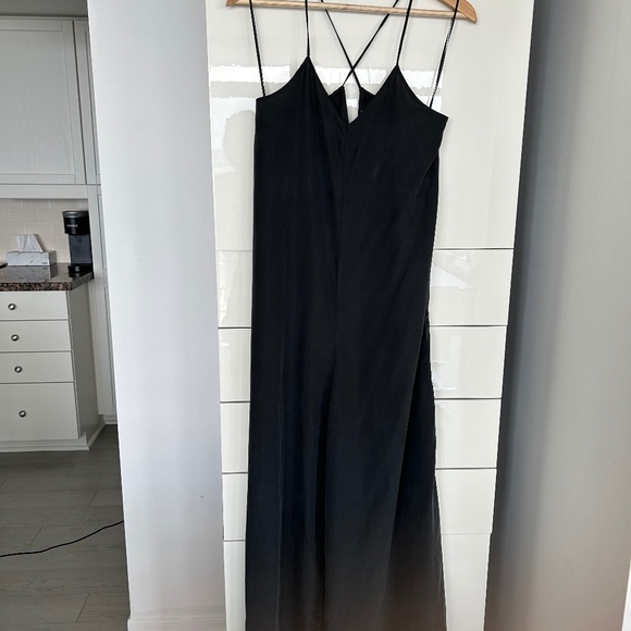 Zara Women's Jumpsuit Black Wide Leg Loose Breezy Strappy - Picture 1 of 4